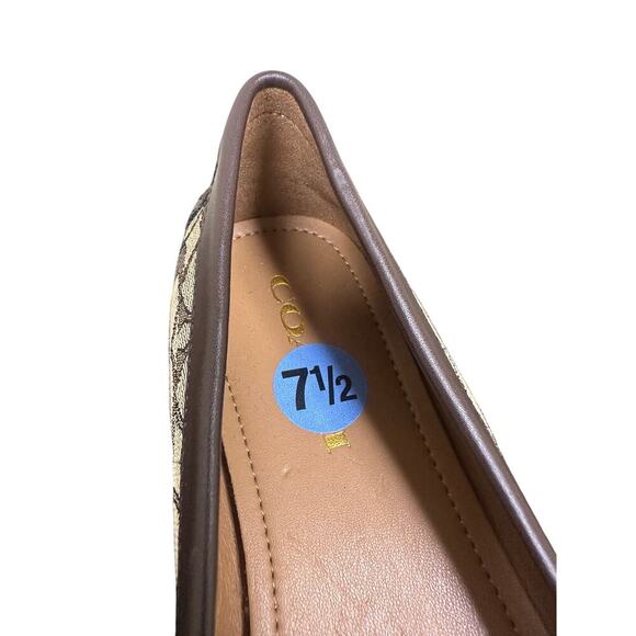Authentic Brown Tan Coach Logo Women Size 7.5 Loafers Closed Toe Work Flats - Picture 5 of 11